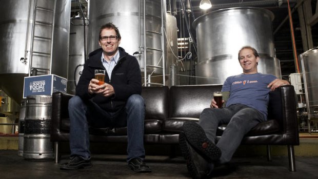 Cam Hines, left and Dave Bonighton from the Mountain Goat Brewery in Richmond, Melbourne.