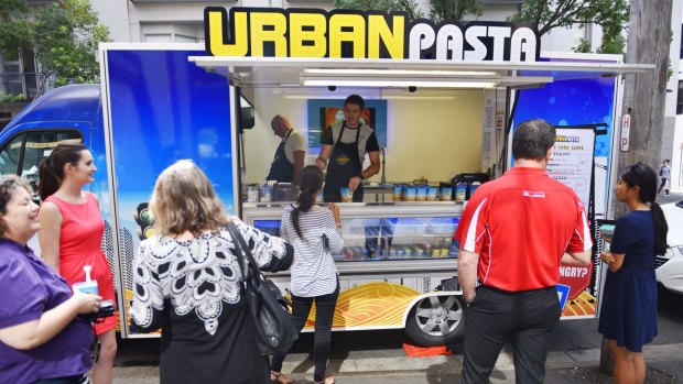 Stephane Chevassus from the Urban Pasta van parked in Smail St, Ultimo.