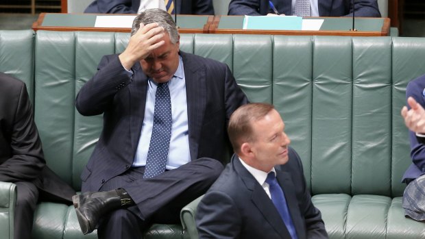 Treasurer Joe Hockey and Prime Minister Tony Abbott during Question Time at Parliament House in Canberra on Tuesday.