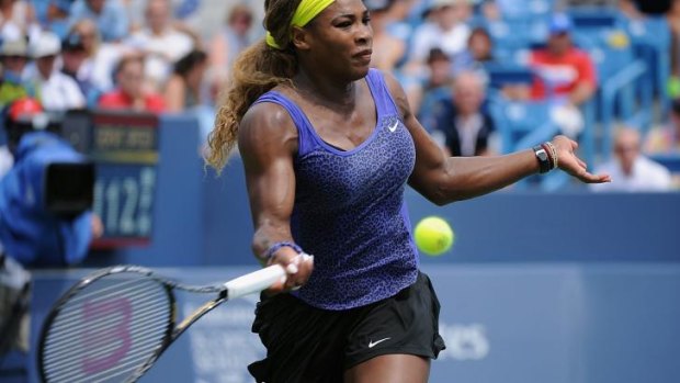 Serena Williams returns a forehand to Ana Ivanovic in Cincinnati this week.