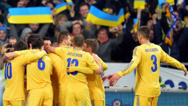 Prized scalp: Ukraine take a commanding 2-0 lead into their qualification play-off second leg against France.