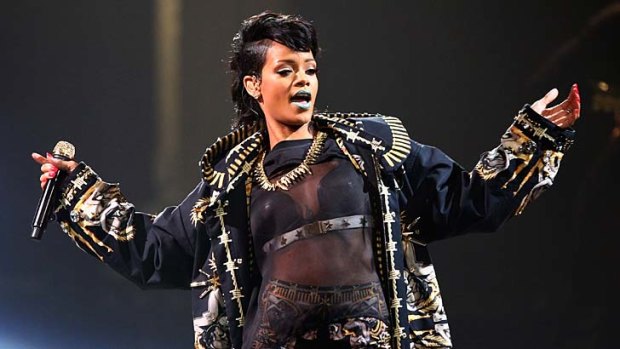 Flawless: Rihanna performs live on stage at Allphones Arena.