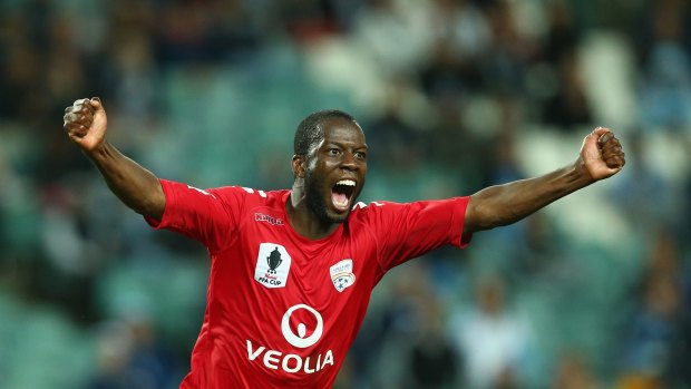 Double trouble: Adelaide United's Bruce Djite.