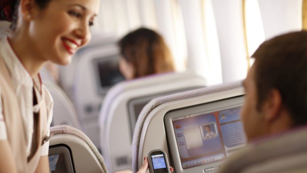 Emirates staff are happy to help passengers navigate the extensive onscreen entertainment selection.