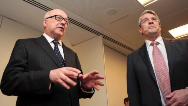 Attorney-General George Brandis, left, with his opposition counterpart Mark Dreyfus.