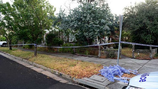 The scene at Murrumbeena this morning after the shock discovery of the couple's bodies on Wednesday afternoon.