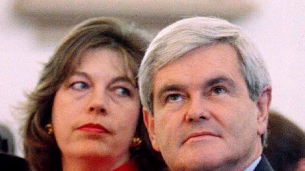 Newt Gingrich sits with former wife Marianne in January 1995.
