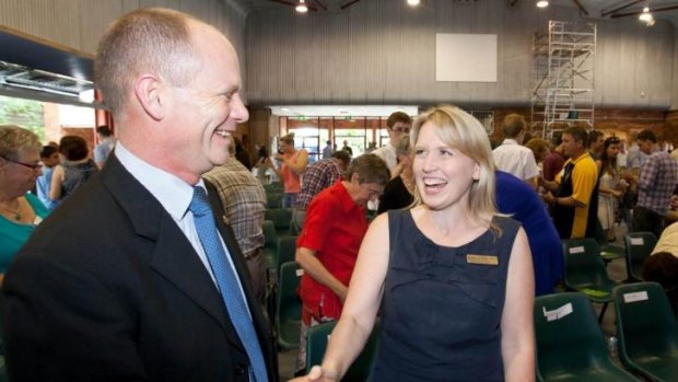 Campbell Newman and Kate Jones cross paths at The Gap State School.