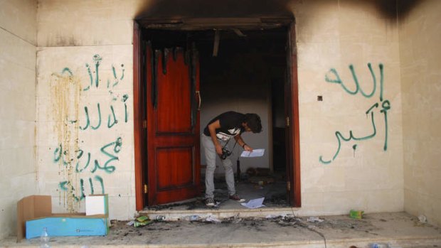 The US consulate in Benghazi, Libya, after an attack that killed four Americans, including Ambassador Chris Stevens.