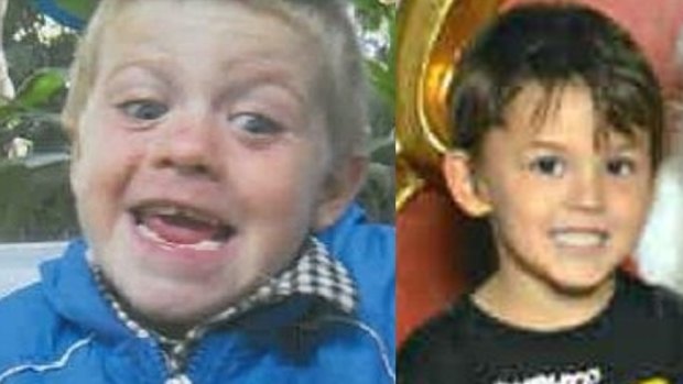 (Right) Nicholas Baxter, 6, and (left) Timmy Jack Carter, 5, went missing on Saturday afternoon.