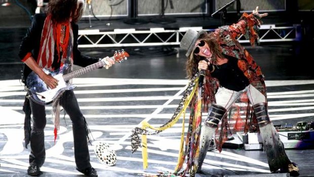 Aerosmith's Joe Perry, left, and Steven Tyler perform at the Stone Music Festival in Australia.
