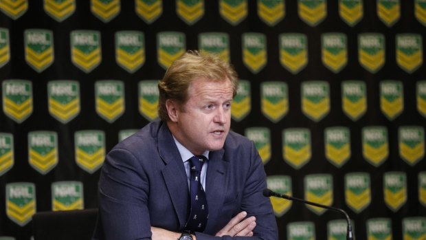 Deal done: NRL chief executive Dave Smith outlines details of the new free-to-air television agreement with Channel Nine.