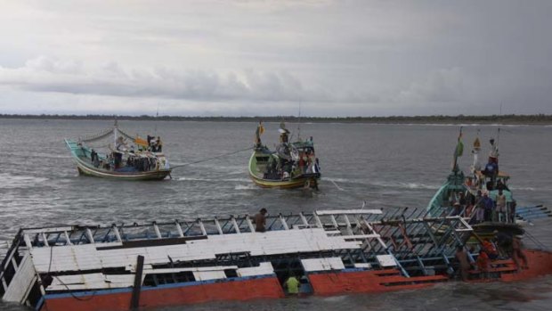 This boat was carrying 250 asylum seekers when it sank off East Java, killing some 200, in November last year.