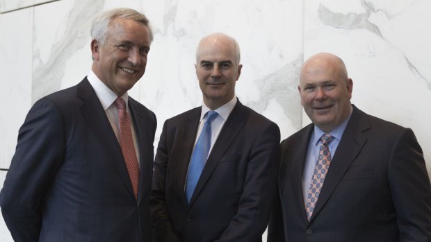 Clydesdale Bank chief executive David Duffy with NAB chief financial officer Craig Drummond and Clydesdale CFO Ian Smith.