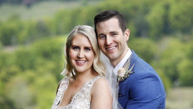 Lauren Huntriss and Matthew Bennett on their MAFS wedding day.