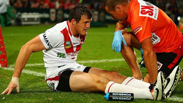 On the road to recovery: Dragons star Brett Morris could make the NSW squad despite suffering a knee injury earlier in the season.
