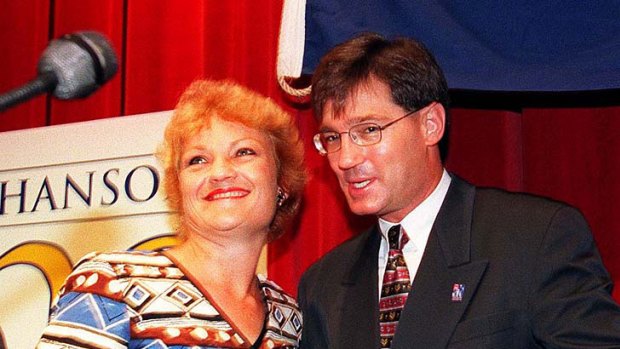 Pauline Hanson and David Oldfield at a One Nation function in 1999.