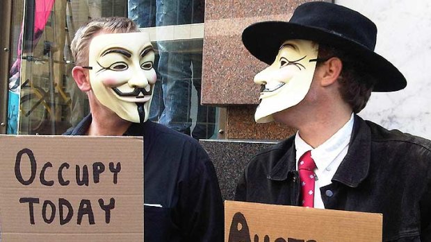 V also stands for very uncomfortable ... the Sydney protesters are making the best of it in Martin Place.