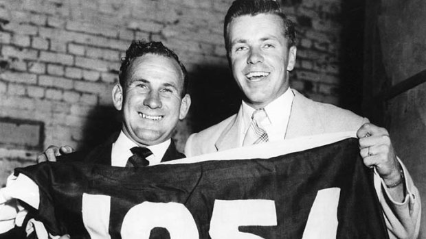 Charlie Sutton and Ted Whitten in 1954