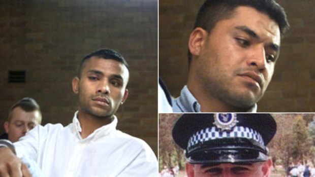Relatively speaking ...  Sione Taufahema, left, will be deported but Motekiai Taufahema, top right, will be allowed to stay. The brothers were jailed for 11 years for the manslaughter of Senior Constable Glenn McEnallay (bottom right).