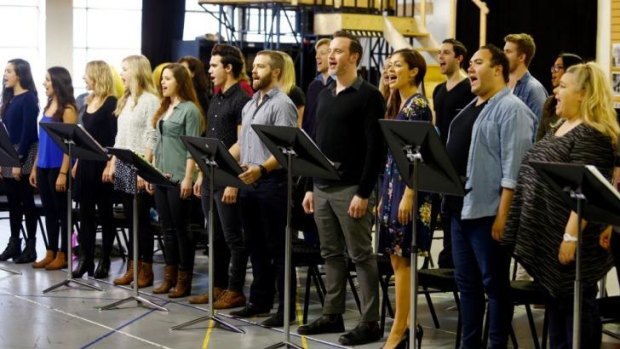 The Melbourne cast of the 25th anniversary production of <i>Les Miserables</i> during rehearsals.