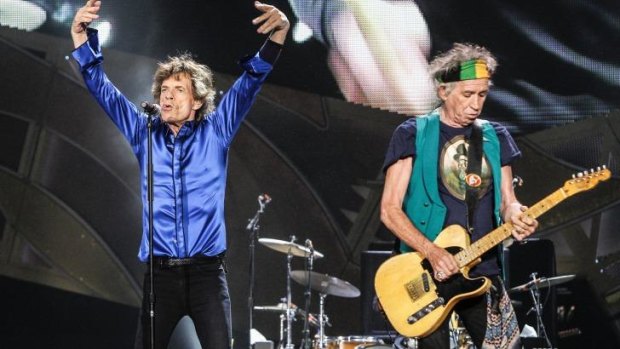 Mick Jagger and Keith Richards rock the crowd at their Auckland show at Mt Smart Stadium.