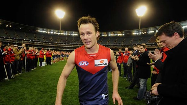 Melbourne's James McDonald after playing his last game.