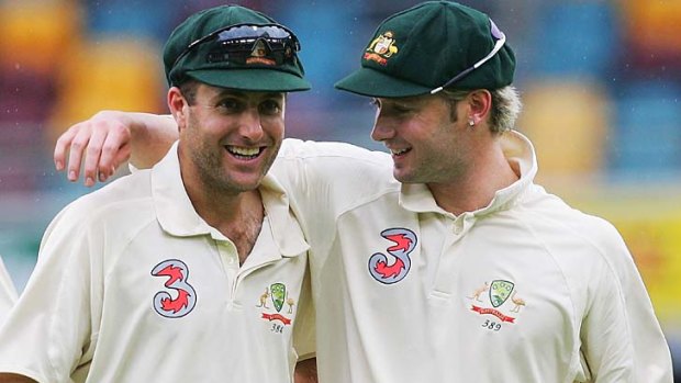 In happier times ... Simon Katich and Michael Clarke played together for NSW and Australia.