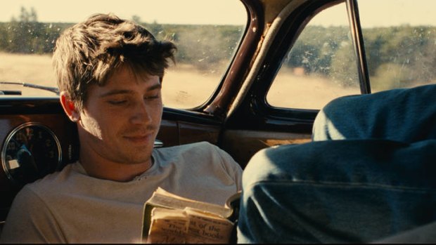 Garrett Hedlund as Dean Moriarty in <i>On The Road</i>.