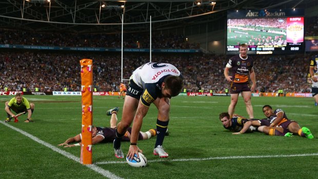The try by Cowboys centre Kyle Feldt in the dying seconds of last year's NRL grand final that led to extra time.