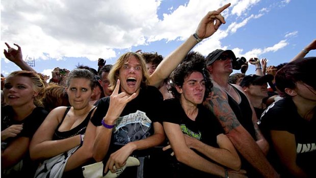 Metal heads &#8230; fans rock out to band Bullet for My Valentine at Soundwave in Brisbane on Saturday.