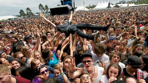 Surfing the Big Day Out crowd in Melbourne on January 24.