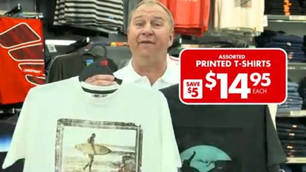 The Lowes menswear chain's TV commercial featuring Paul Sironen with the disputed T-shirts.
