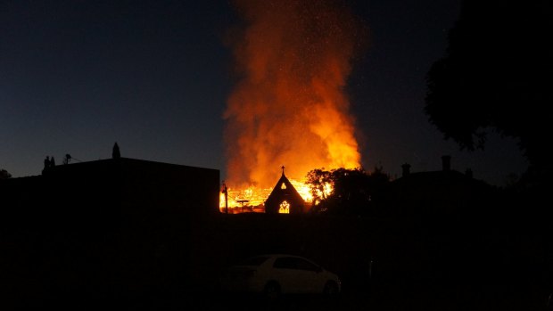 Reader Trevor took this photo of the fire at the Brighton church.