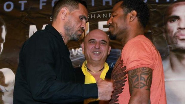 Meet your match: Anthony Mundine and opponent Shane Mosley.