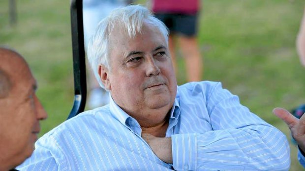 Clive Palmer watches a Maroons training session at his resort in Coolum on Wednesday.