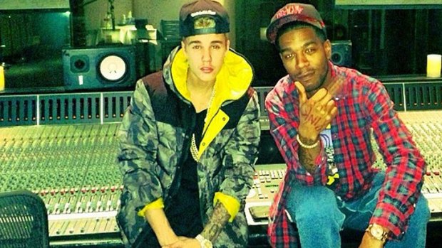 Justin Bieber posted this picture of himself in the studio with Kid Cudi despite making earlier quitting claims.