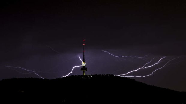 Lightning over Canberra on Sunday night.