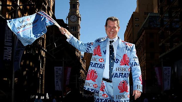 True blue:  A  fan at Tuesday's parade.