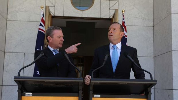 Education Minister Christopher Pyne and Prime Minister Tony Abbott.