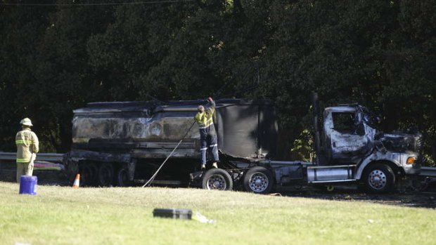 The wreckage of the tanker that careered out of control before crashing in Mona Vale, Sydney.