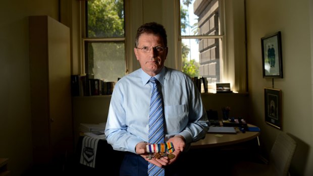 Poignant memories: Ted Baillieu holds the medals won by his grandfather during World War I.