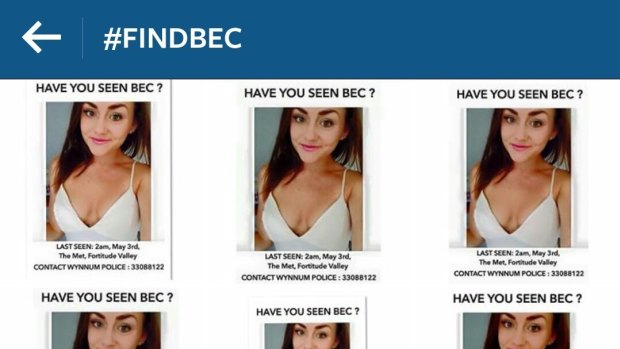 Friends and family of missing 22-year-old Rebecca Mackenzie have posted hundreds of photos across social media with the hashtag #findbec
