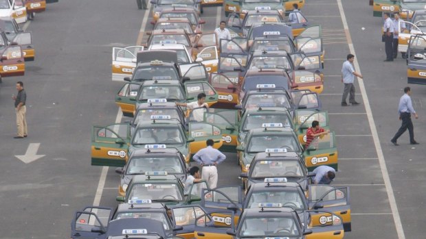 Taxis in Beijing. 