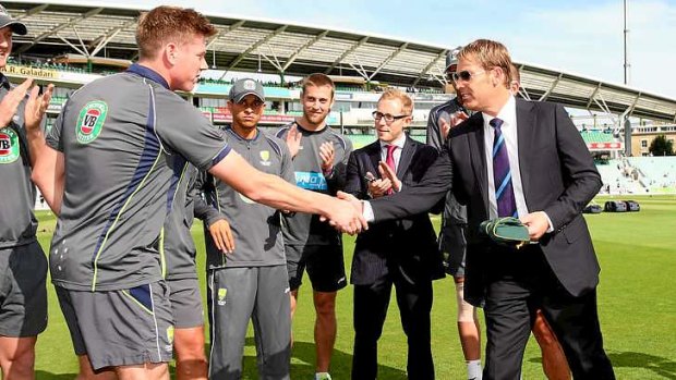 Another Warnifesto recommendation comes to fruition: Shane Warne presents James Faulkner with his baggy green cap.