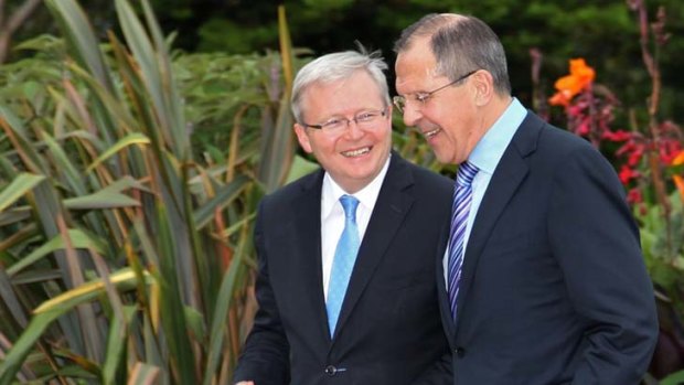 Support &#8230; Kevin Rudd with Sergey Lavrov.