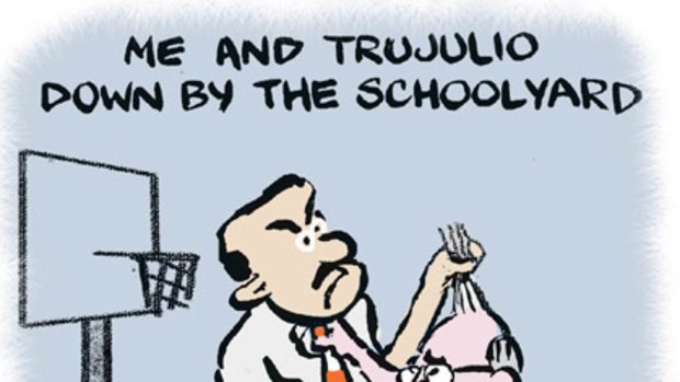Age cartoonist Andrew Dyson's take on the 2005 stoush between John Howard and Sol Trujillo - the PM never could pronounce his name.