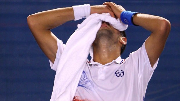 Djokovic appeared to battling to stay on court.