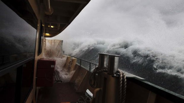 The Manly ferry took a battering this morning.