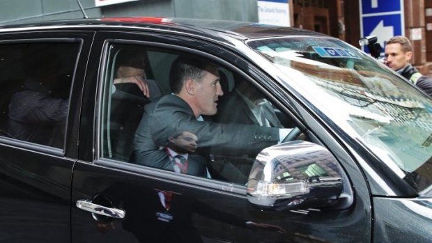 Paul Gallen leaves his lawyer's office on Wednesday.